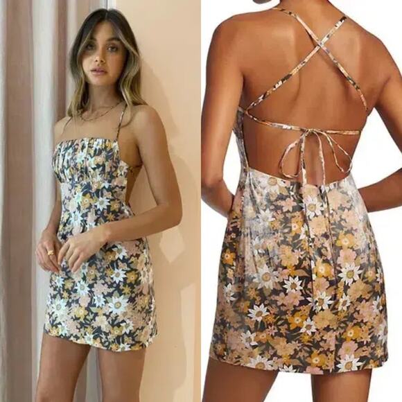 Rumer The Label Floral Open Back Lightweight Paloma Mini Dress Size Small NWT - Picture 1 of 8